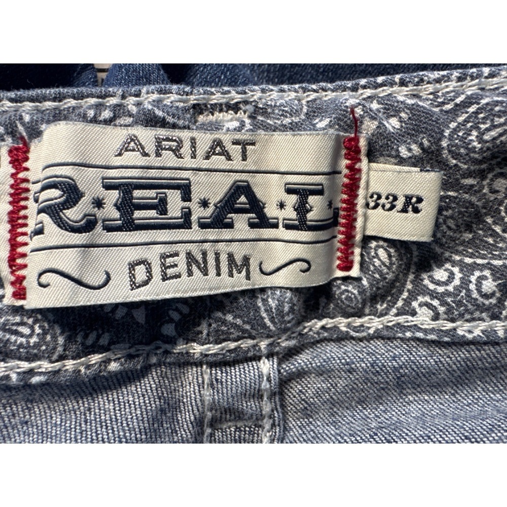 Ariat Real Denim Bootcut Jeans Dark Wash Contrast Stitch 33R 10017510 - Picture 3 of 13